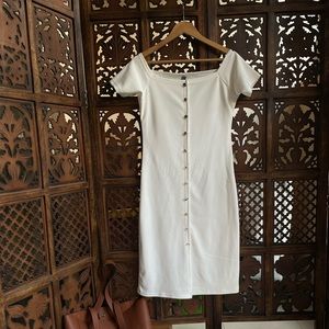 White slightly off shoulder dress